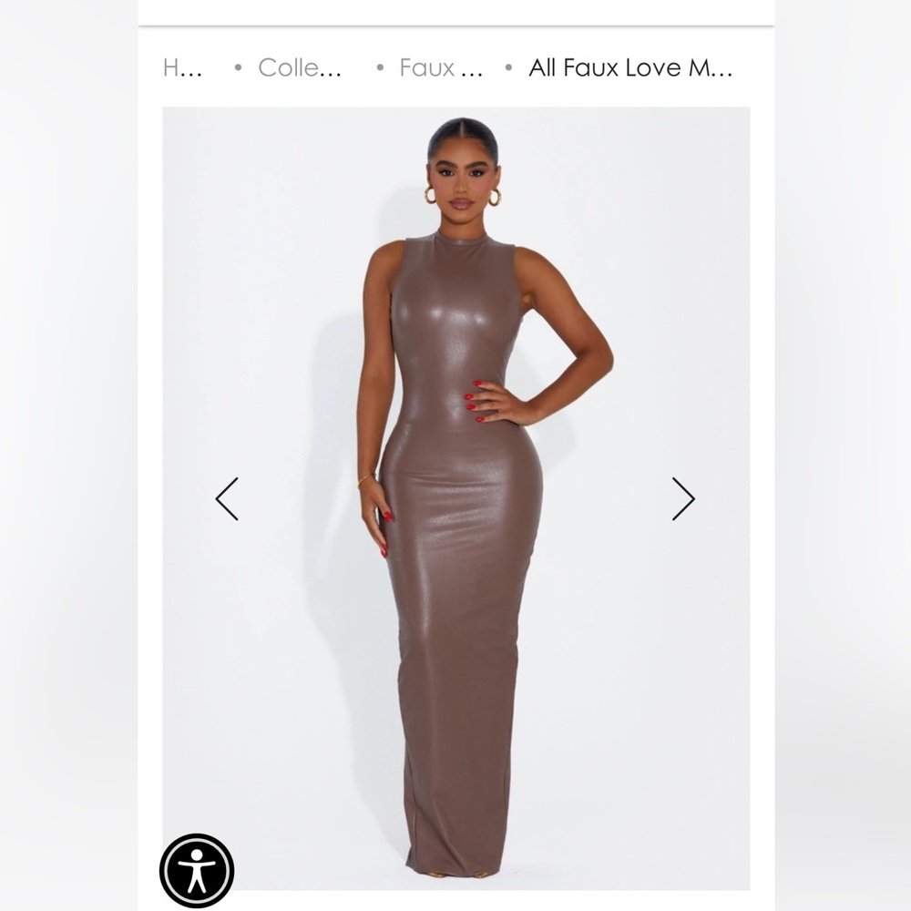 Naked wardrobe faux leather tan dress